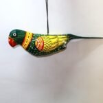 Palak Saxena Handpainted Paper Mache Indian Green Parrot Bird, Hanging Ornament, Handmade Decorative Bird for Home, Garden - Image 4