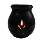 Vastuja Handmade Black Pottery Clay I Candle/ Diya Operated Aroma/ Camphor Burner|Oil Diffuser |ODOP Product I GI Certified I Big Size- 14*9*6 cm Ideal for Decoration, Spa &... - Image 4