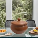 Vastuja Handmade Red Clay - 2 Litre Handi/Serving Bowl with Free Wooden Spatula “ Chemical & Toxic-Free | Perfect for Festive Feasts & Holi Delicacies
